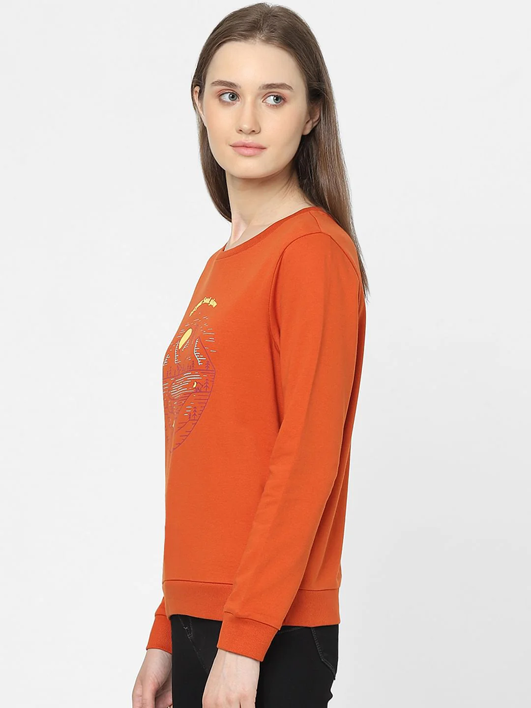 Orange Graphic Print Sweatshirt - Image 2