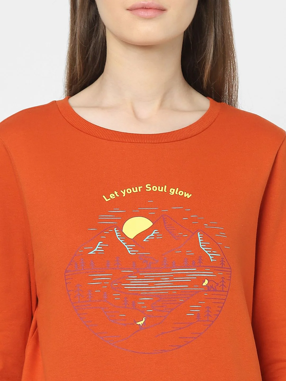 Orange Graphic Print Sweatshirt - Image 5