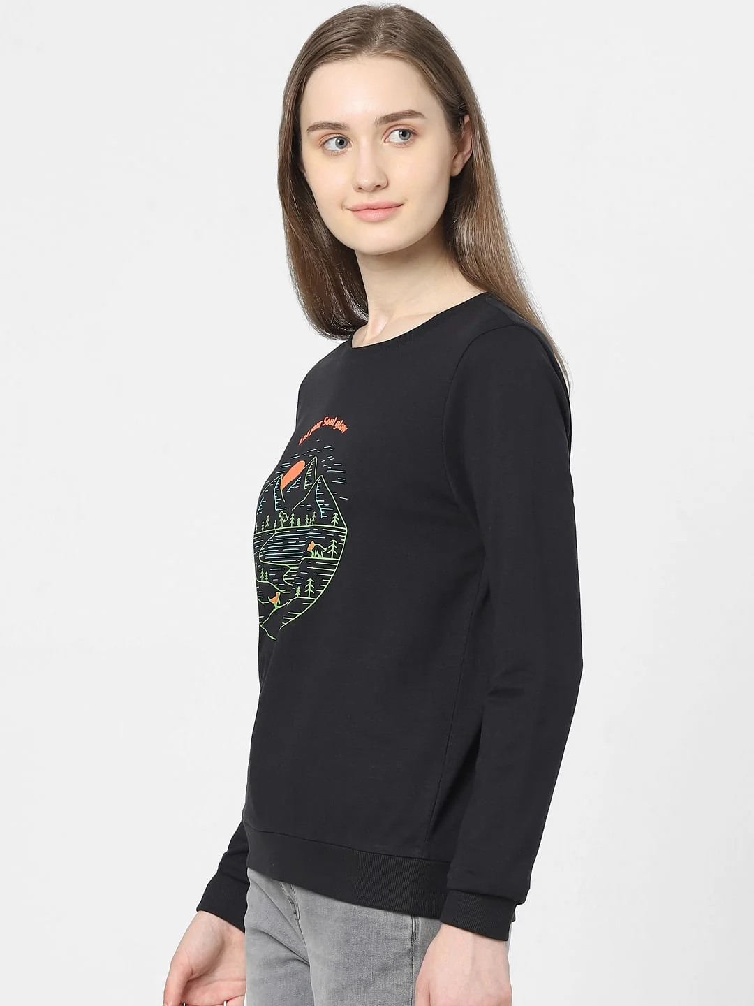 Black Landscape Print Sweatshirt - Image 2