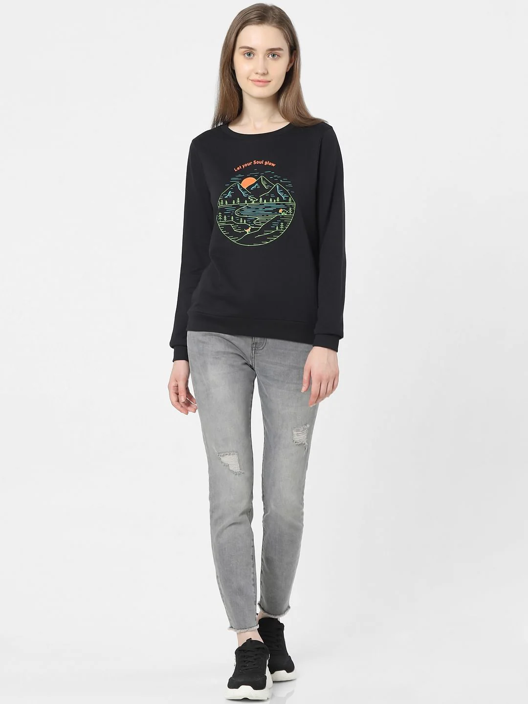 Black Landscape Print Sweatshirt - Image 4