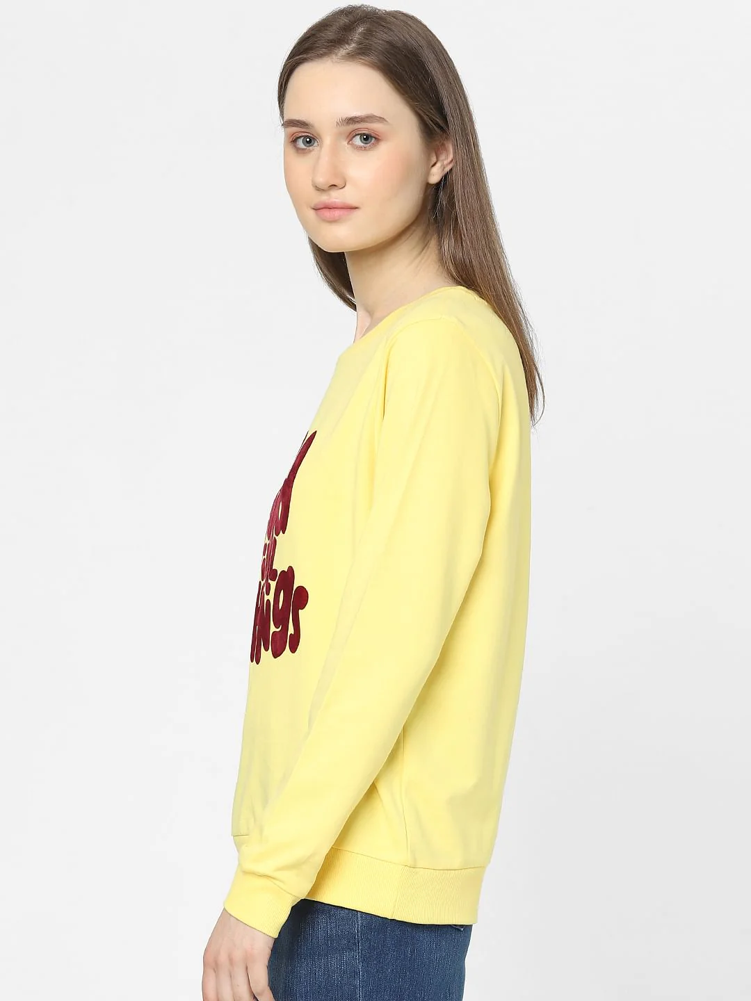 Yellow Slogan Print Sweatshirt - Image 2