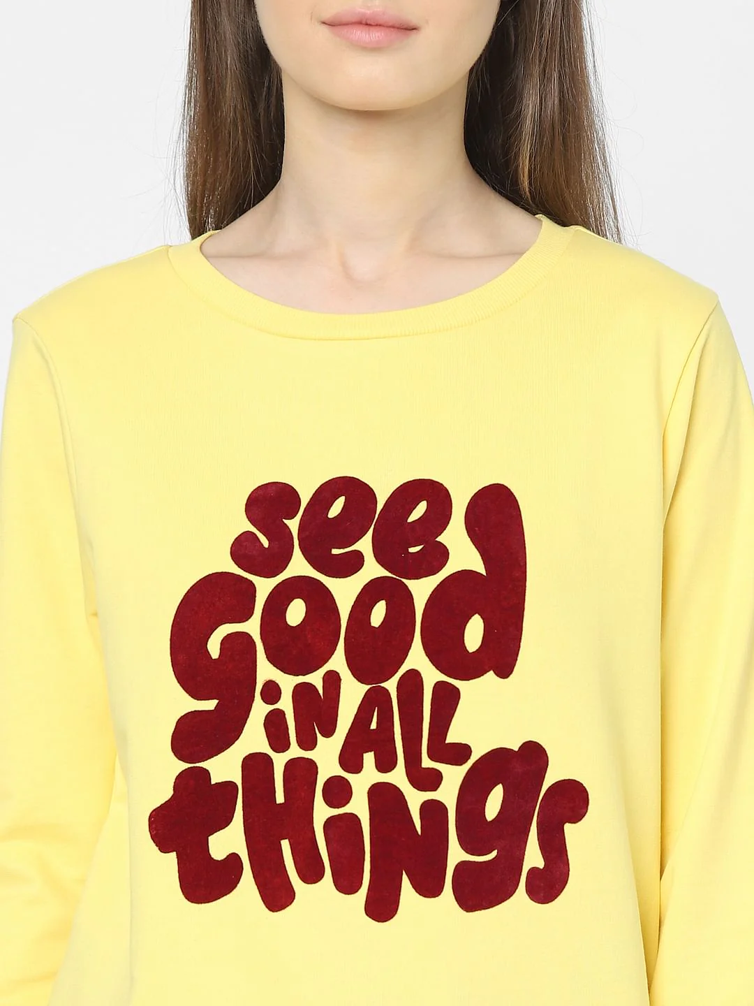 Yellow Slogan Print Sweatshirt - Image 5