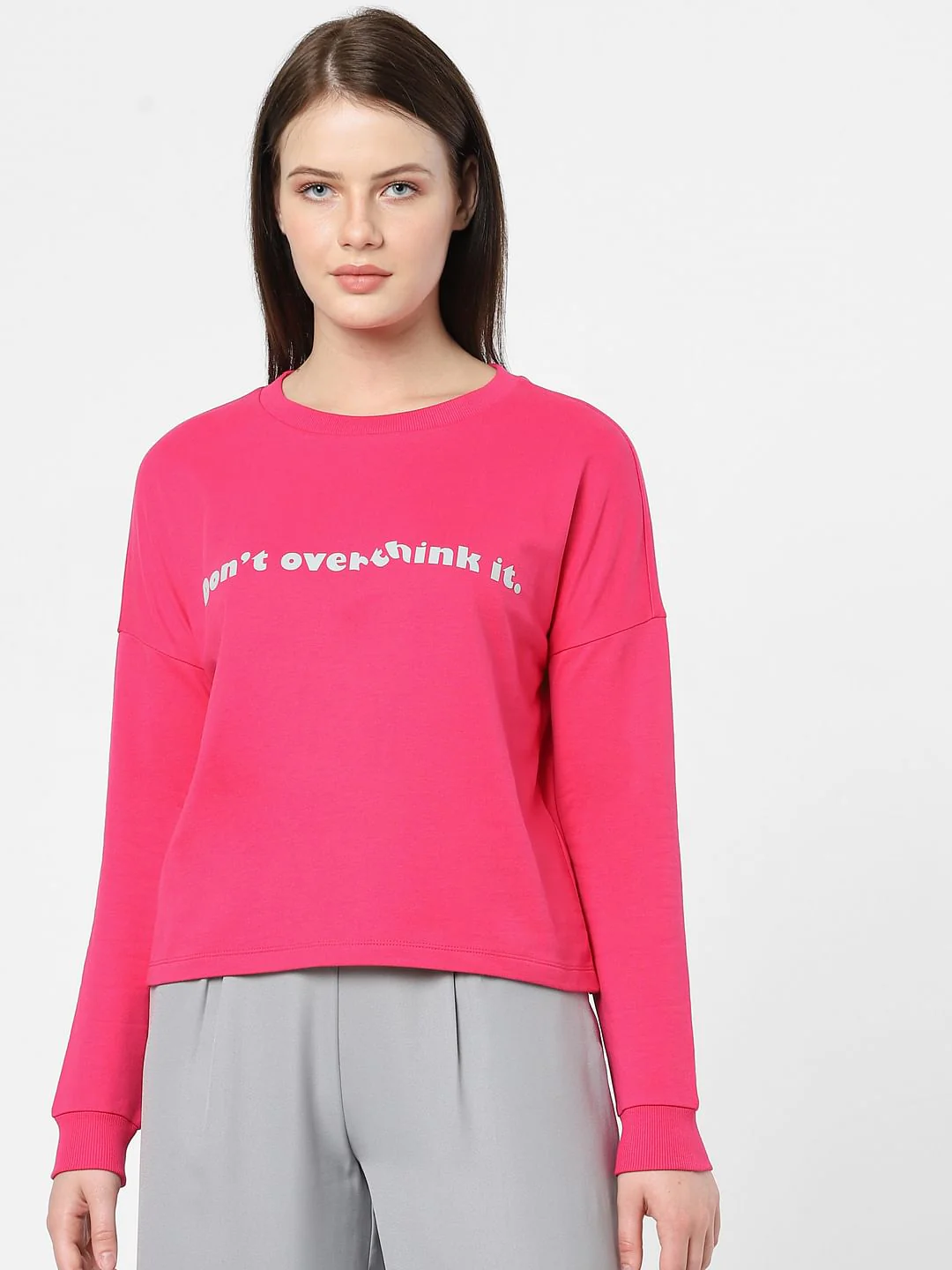Pink Text Print Sweatshirt