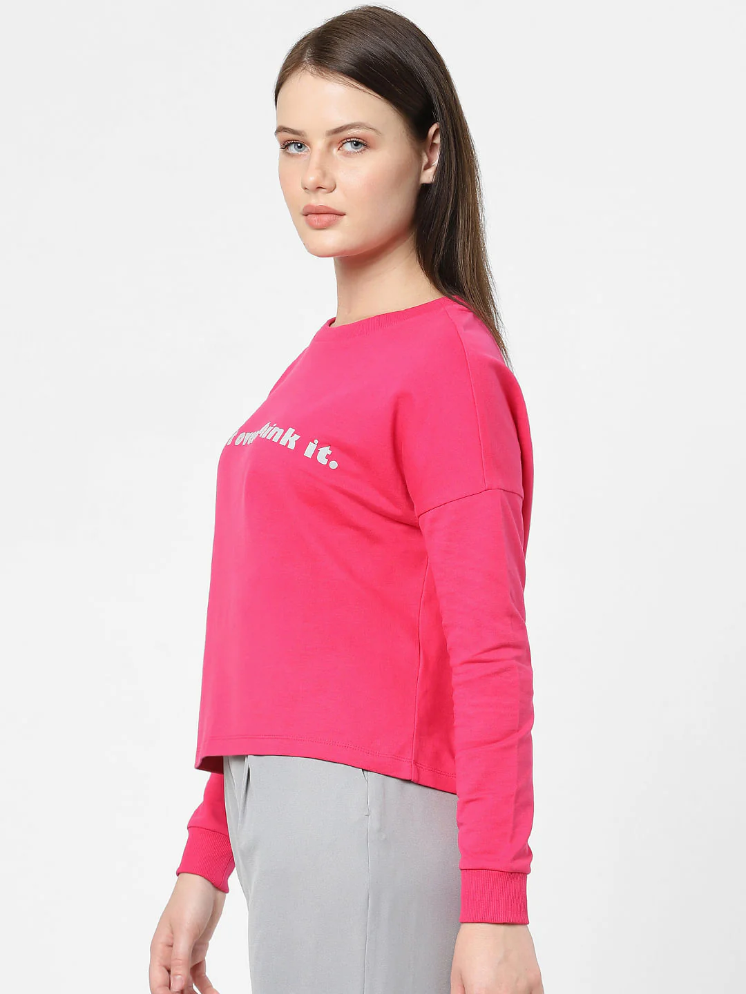 Pink Text Print Sweatshirt - Image 2