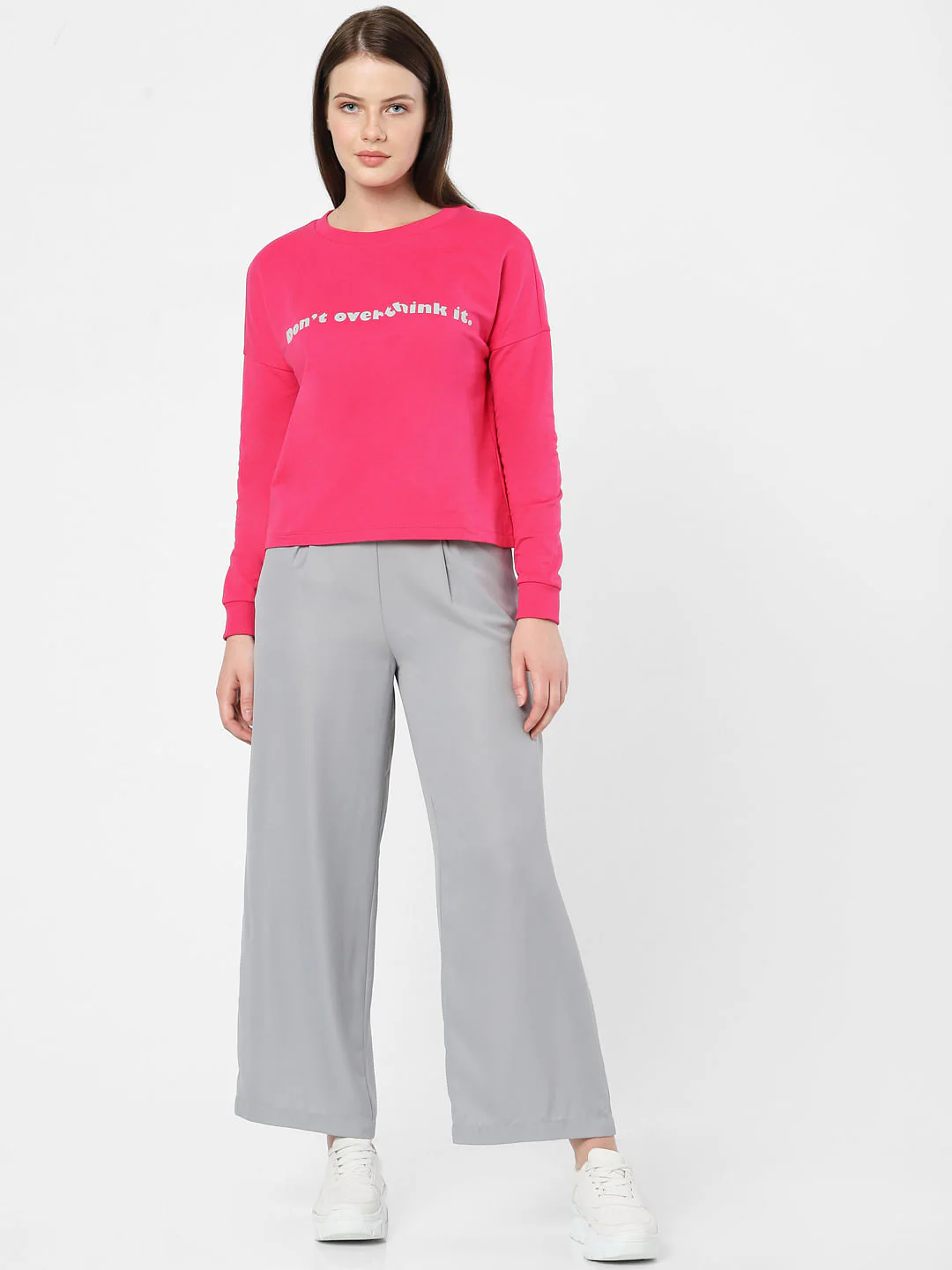 Pink Text Print Sweatshirt - Image 5