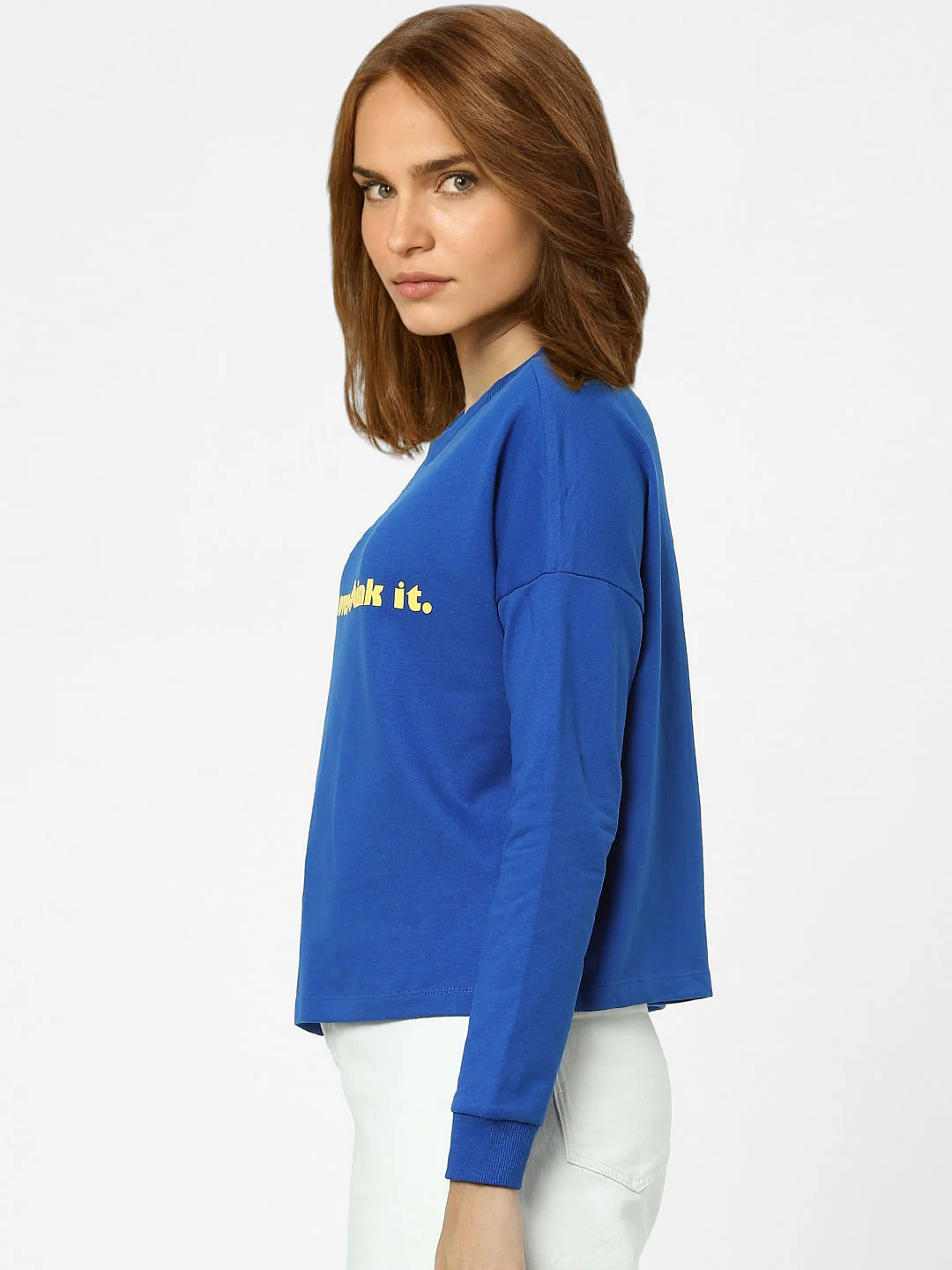 Royal Blue Text Print Sweatshirt - Image 2