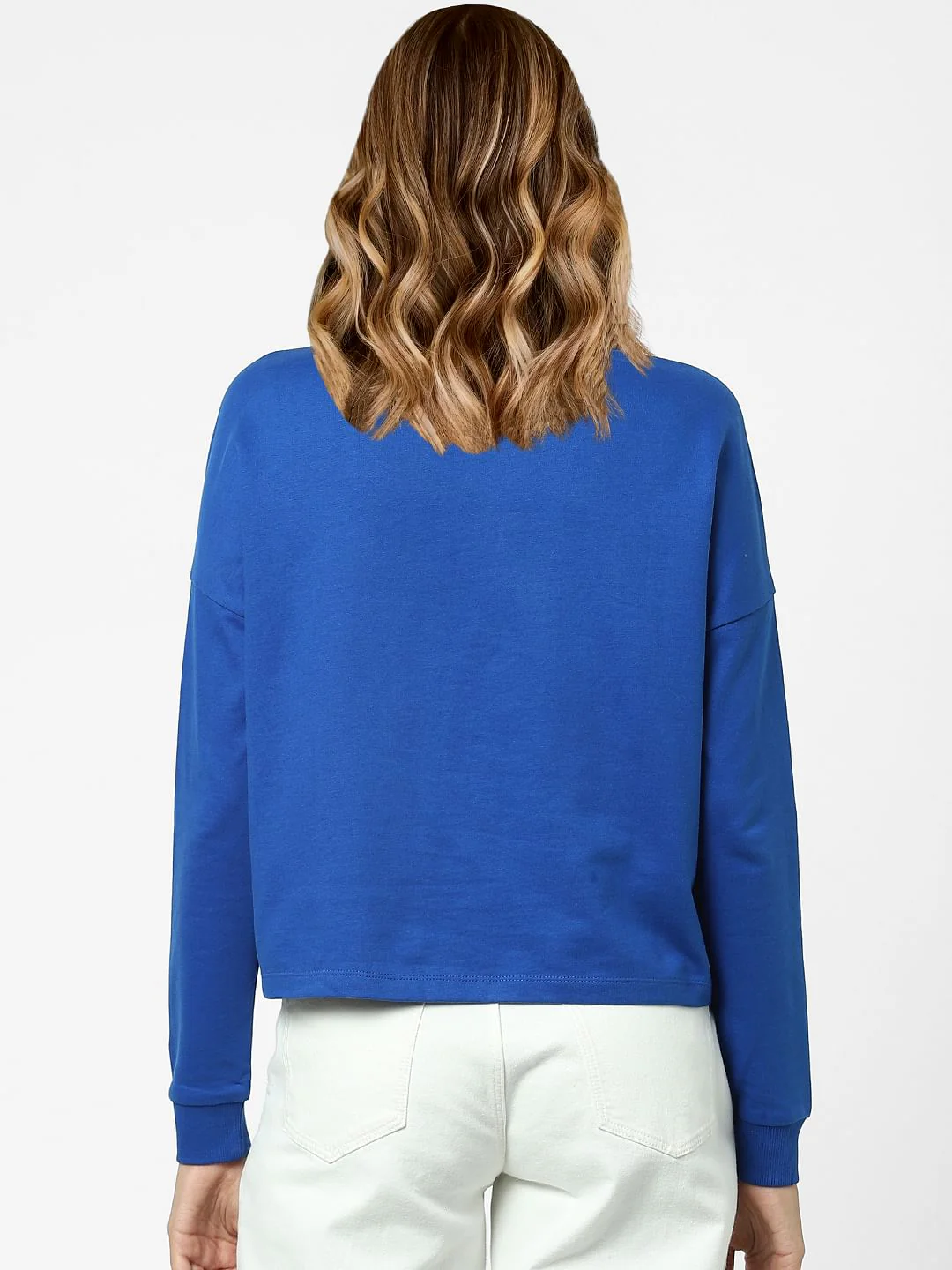 Royal Blue Text Print Sweatshirt - Image 3