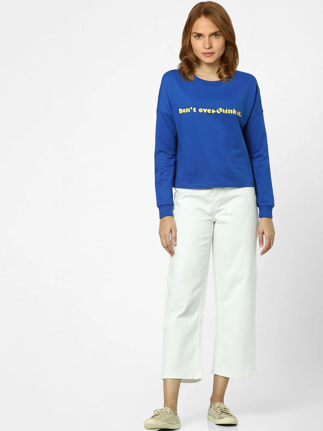 Royal Blue Text Print Sweatshirt - Image 4