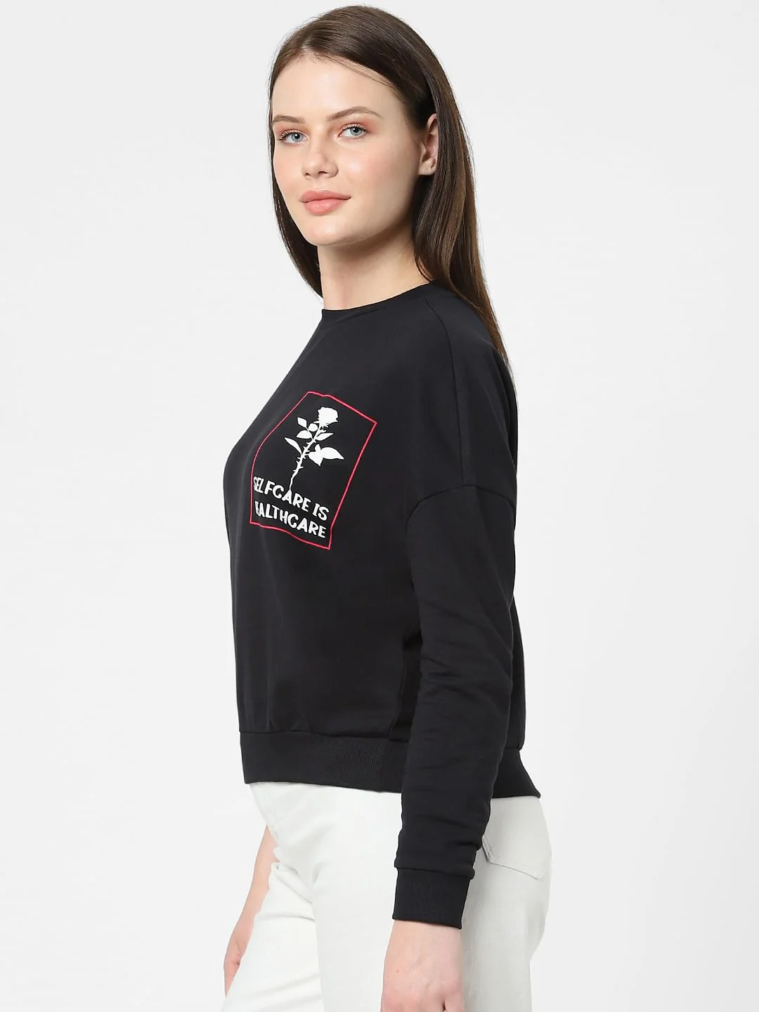 Black Slogan Print Sweatshirt - Image 2