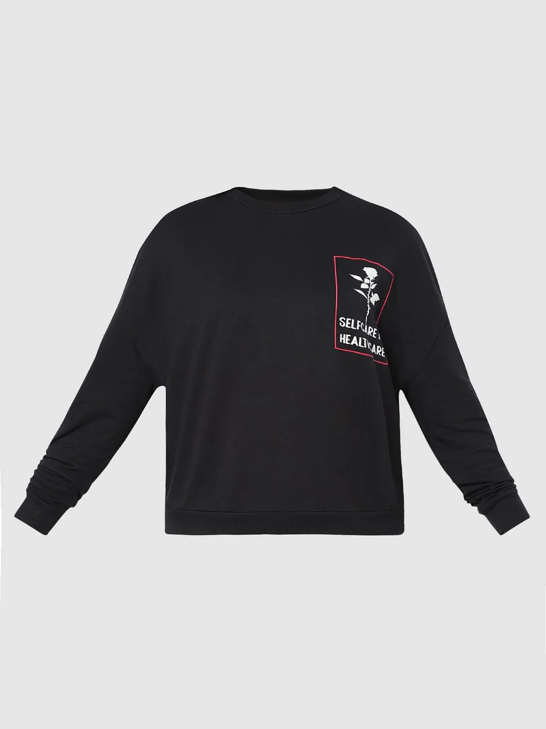 Black Slogan Print Sweatshirt - Image 6