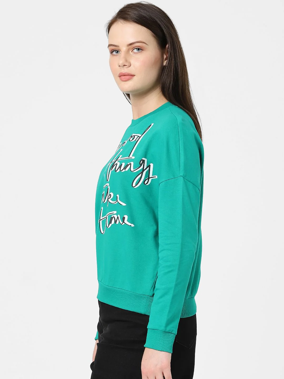 Green Typographic Print Sweatshirt - Image 2