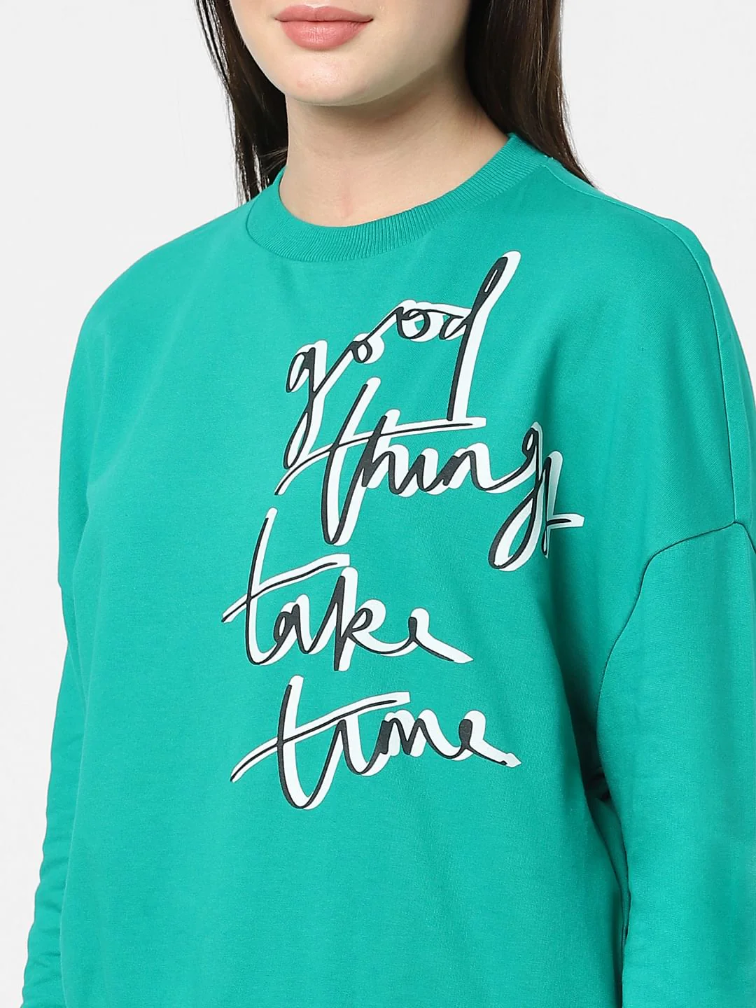 Green Typographic Print Sweatshirt - Image 5