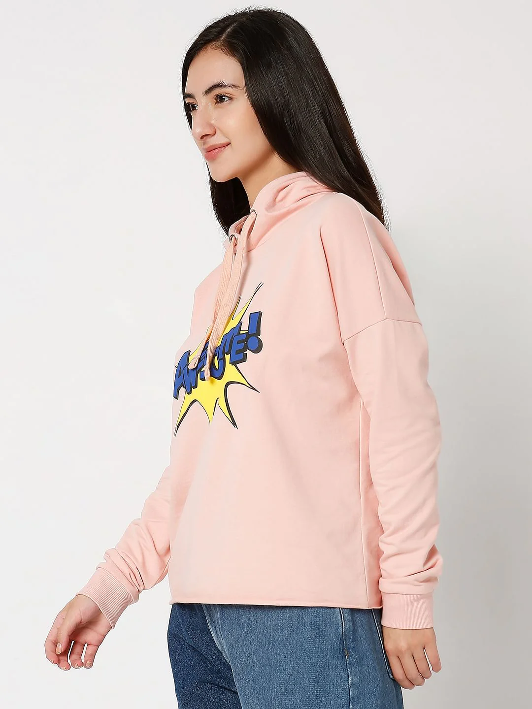 Coral Pink Typographic Print Sweatshirt - Image 2