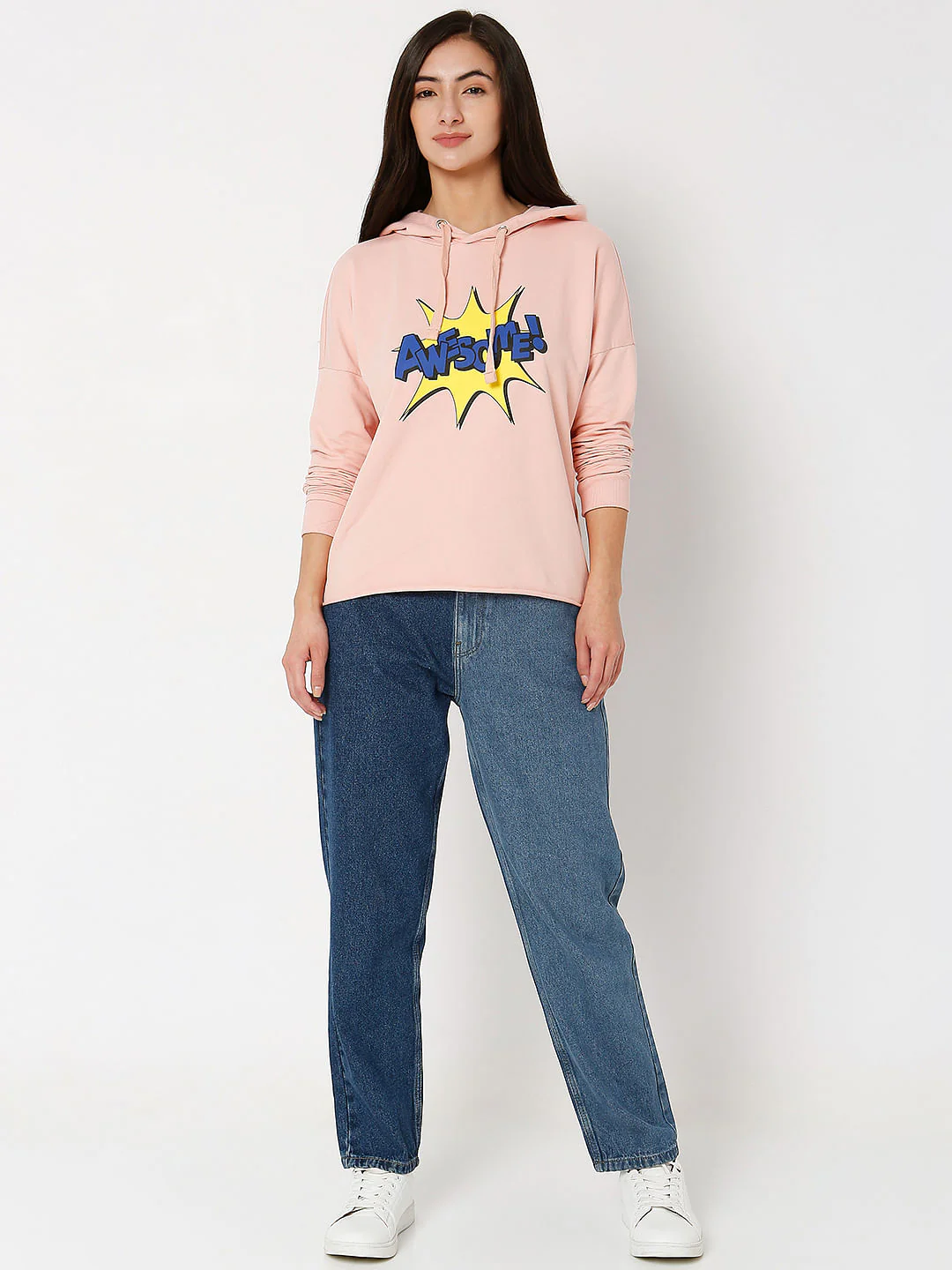 Coral Pink Typographic Print Sweatshirt - Image 4