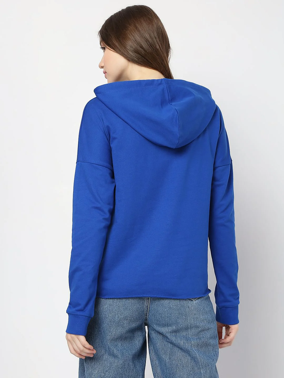 Blue Printed Hooded Sweatshirt - Image 4