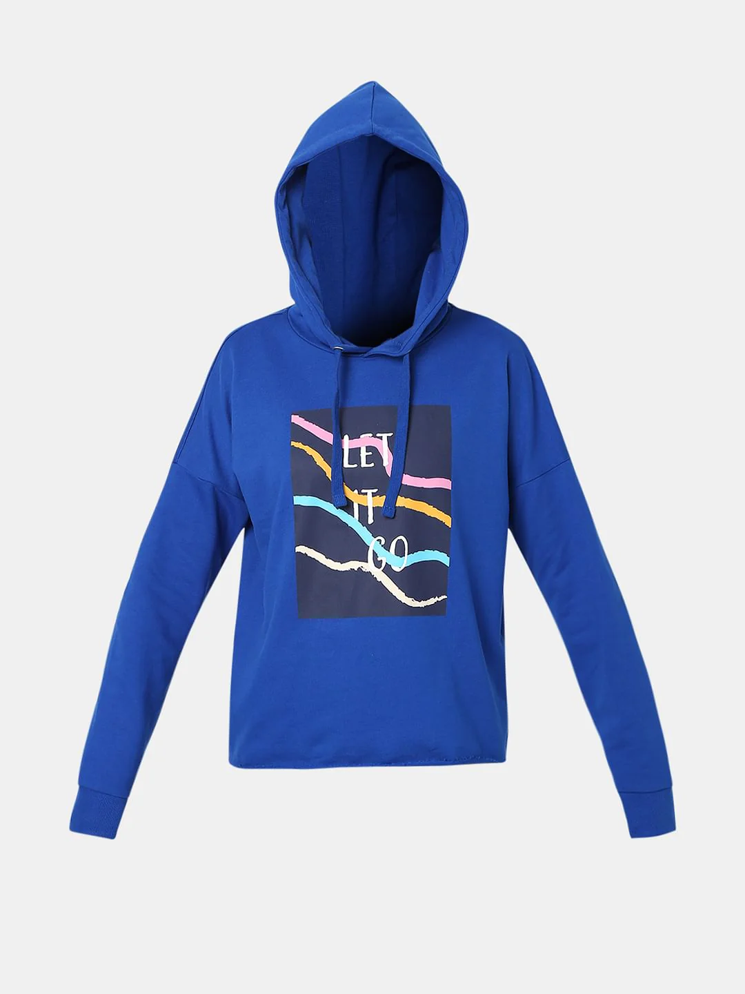 Blue Printed Hooded Sweatshirt - Image 7