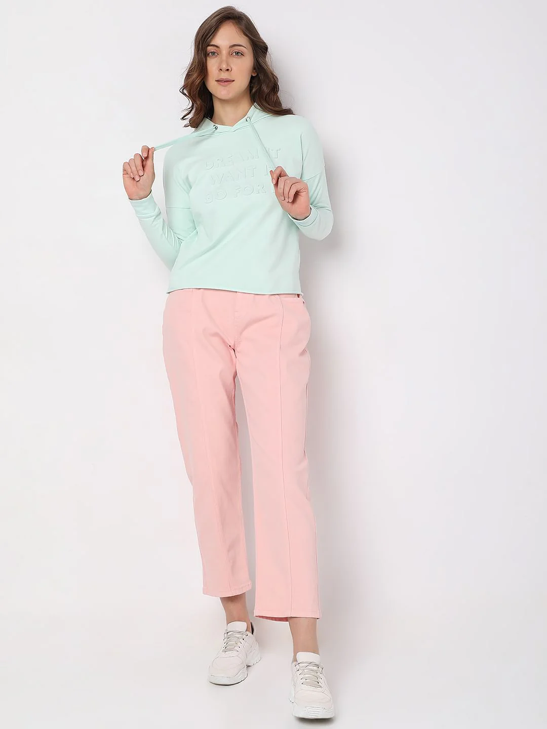 Mint Green Text Embossed Sweatshirt - Image 5