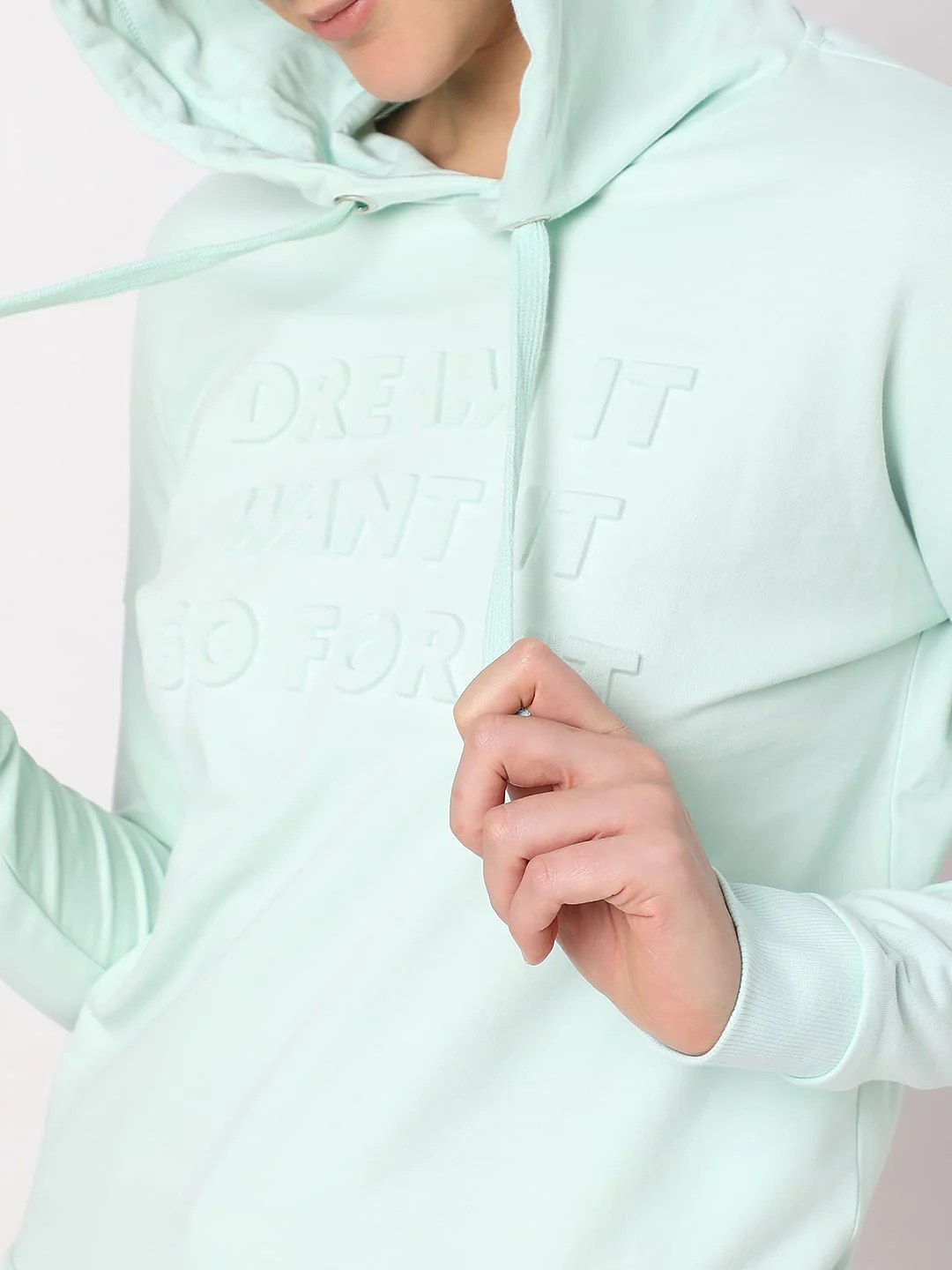 Mint Green Text Embossed Sweatshirt - Image 6
