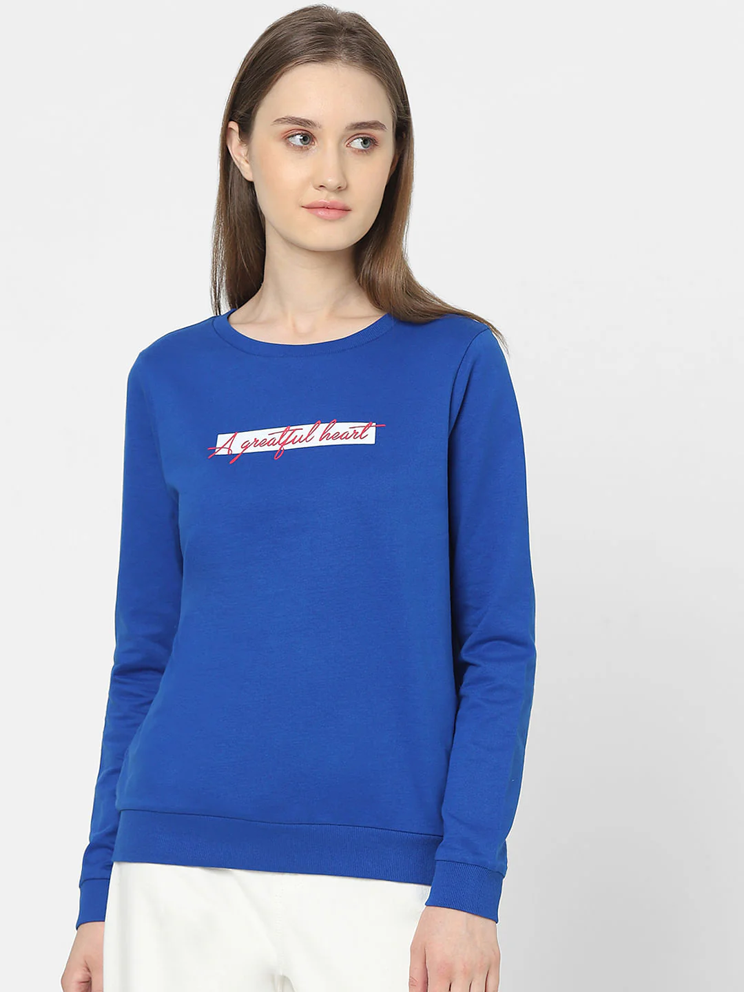 Blue Typographic Print Sweatshirt