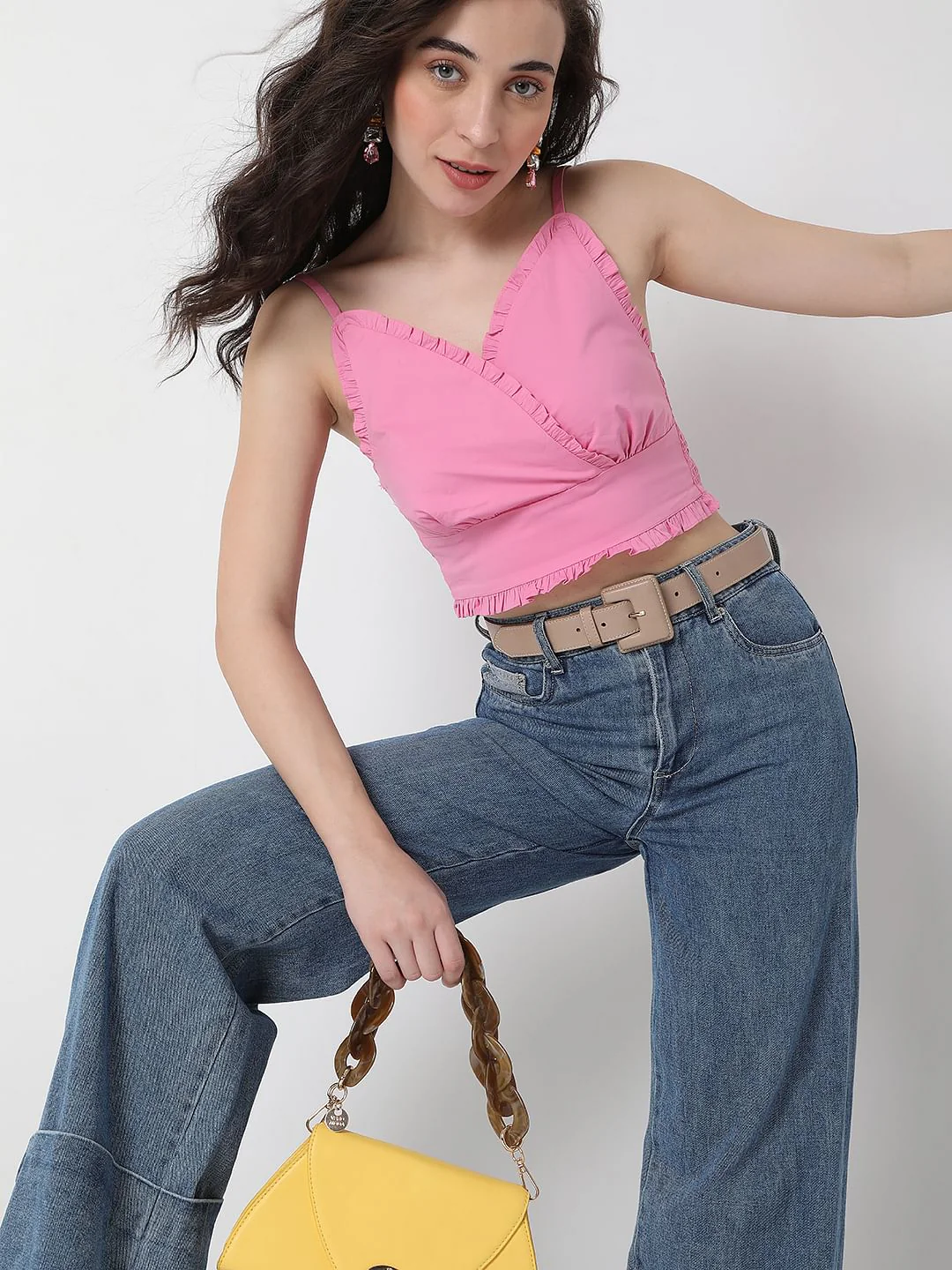 Pink Strappy Crop Top