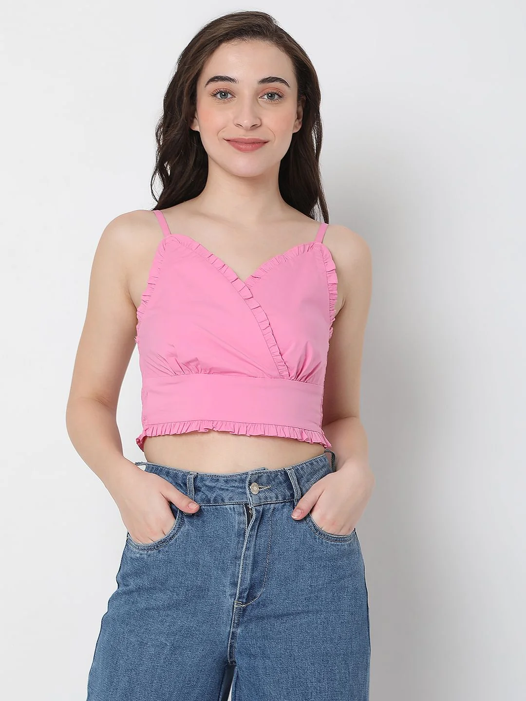 Pink Strappy Crop Top - Image 2