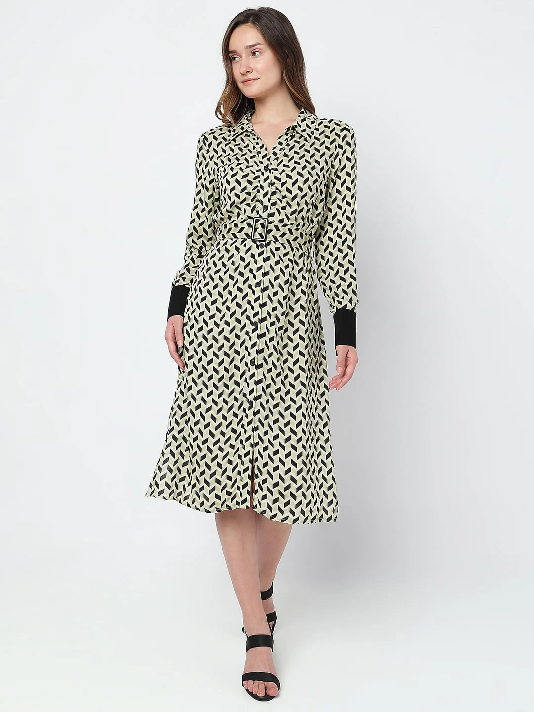 Off-White Printed Shirt Dress - Image 2
