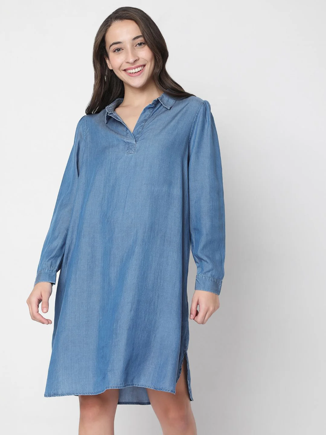 Blue Denim Shirt Dress - Image 2
