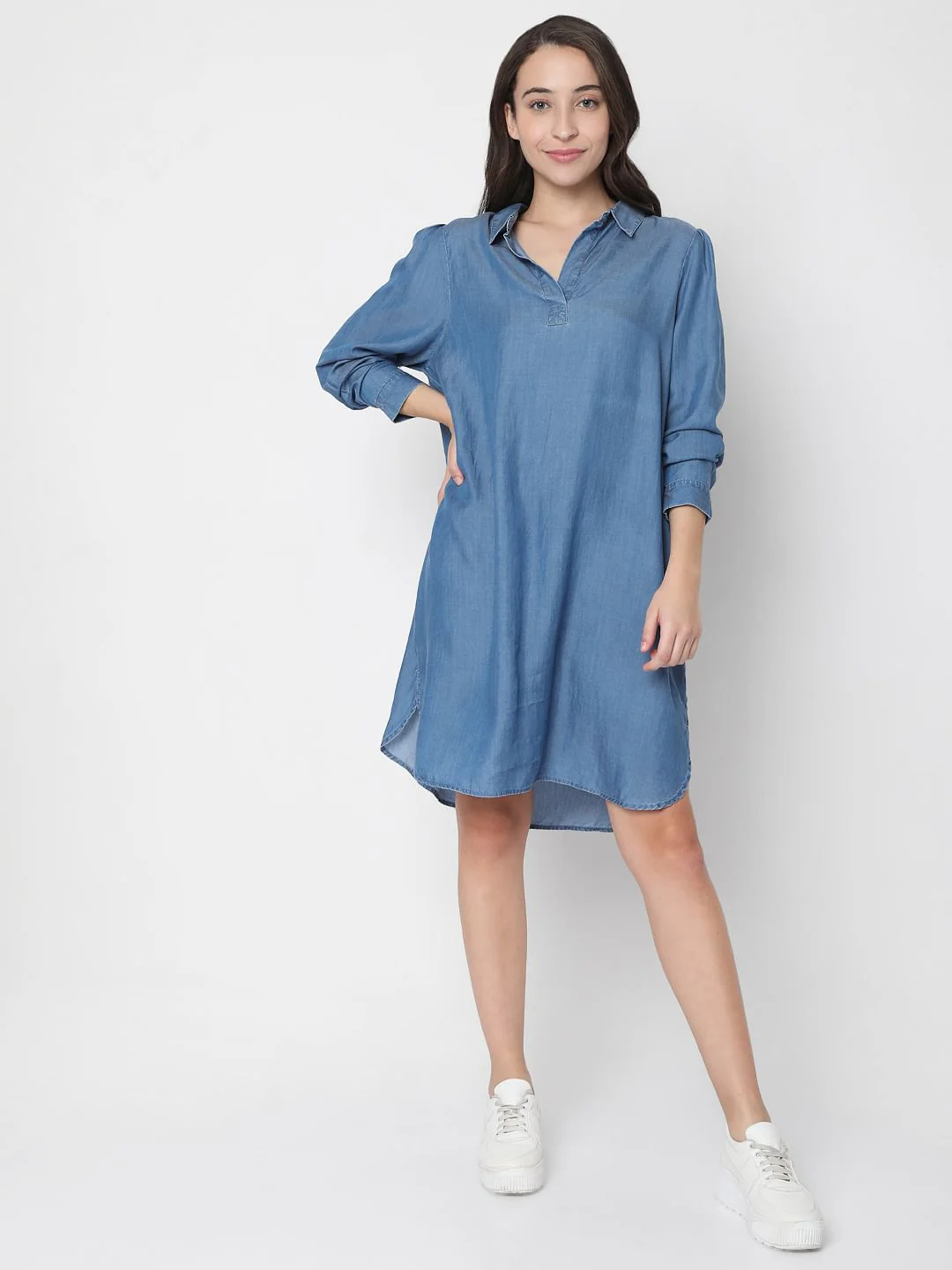 Blue Denim Shirt Dress - Image 5