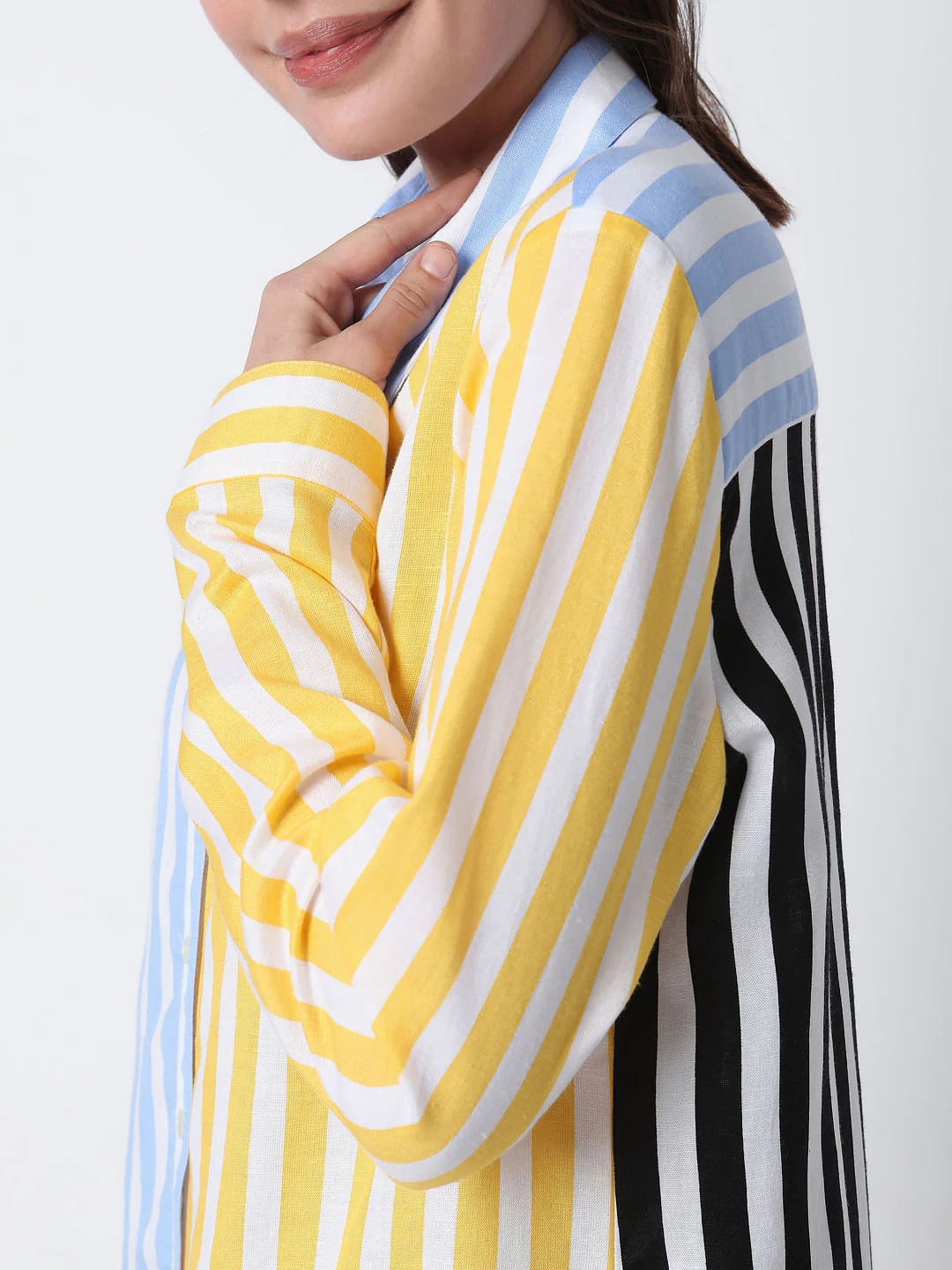 Blue & Yellow Striped Shirt Dress - Image 6