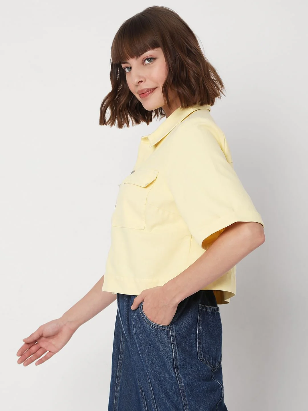 Yellow Cropped Shirt - Image 3