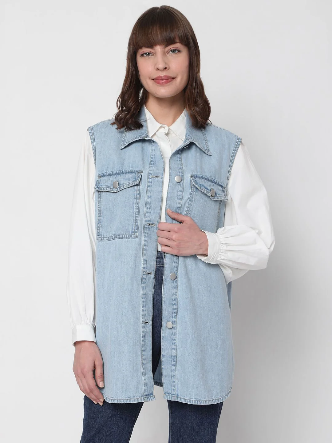 Blue Oversized Denim Vest - Image 2