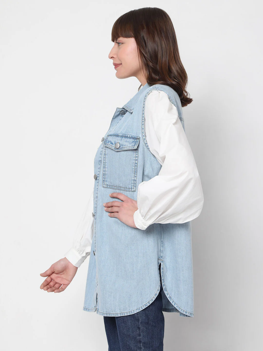 Blue Oversized Denim Vest - Image 3