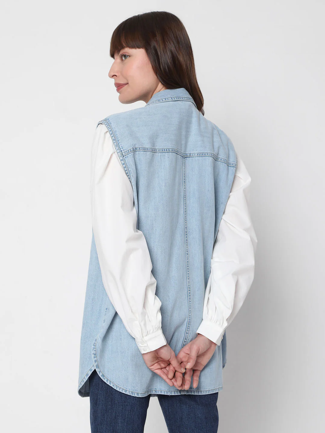 Blue Oversized Denim Vest - Image 4