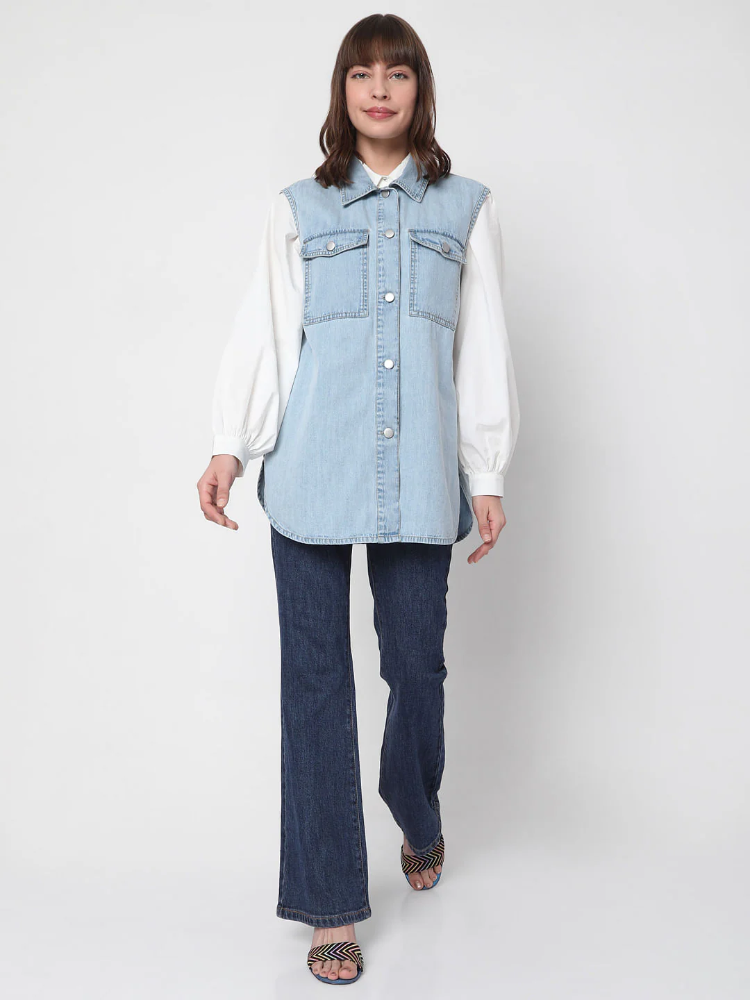 Blue Oversized Denim Vest - Image 5