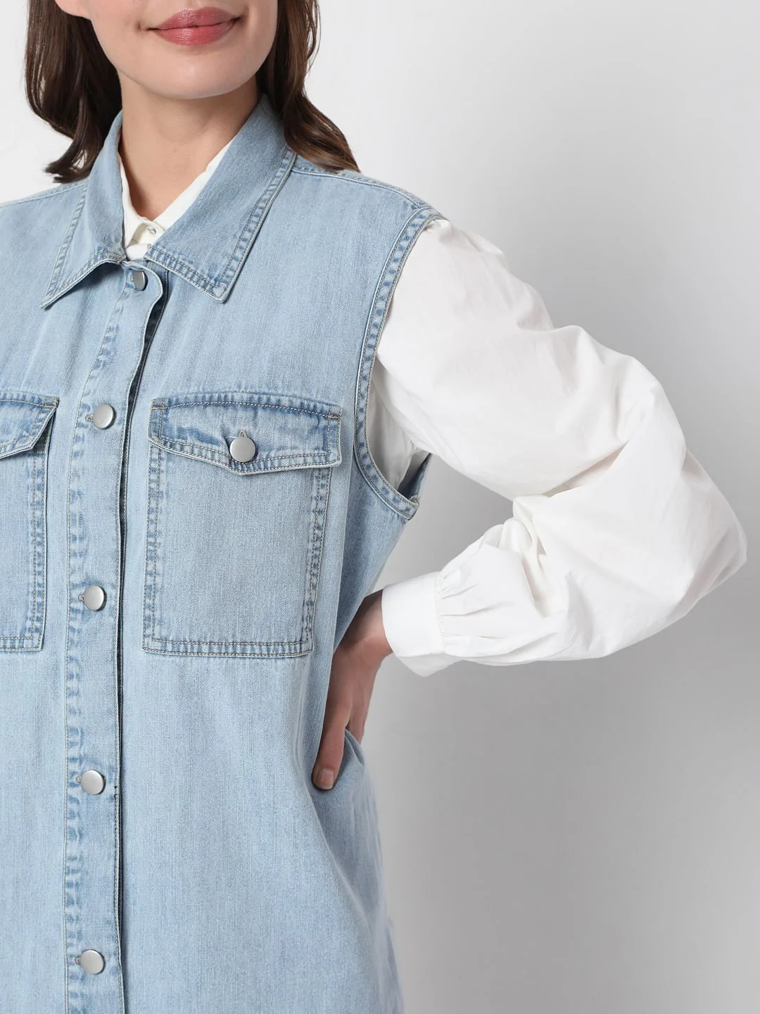 Blue Oversized Denim Vest - Image 6