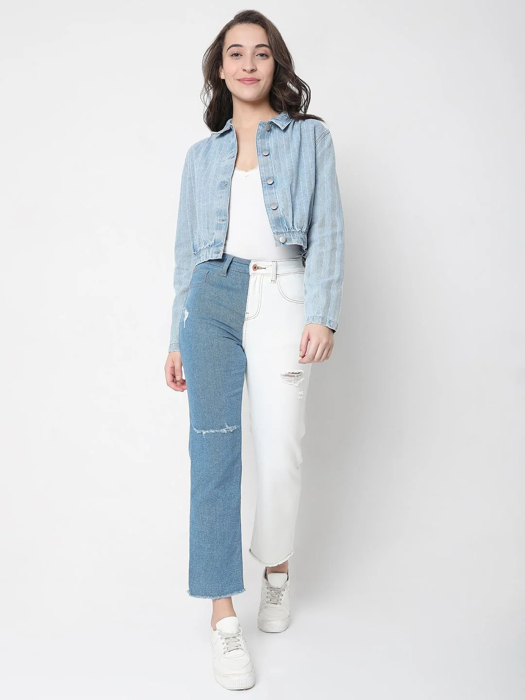 Blue Denim Cropped Jacket - Image 5
