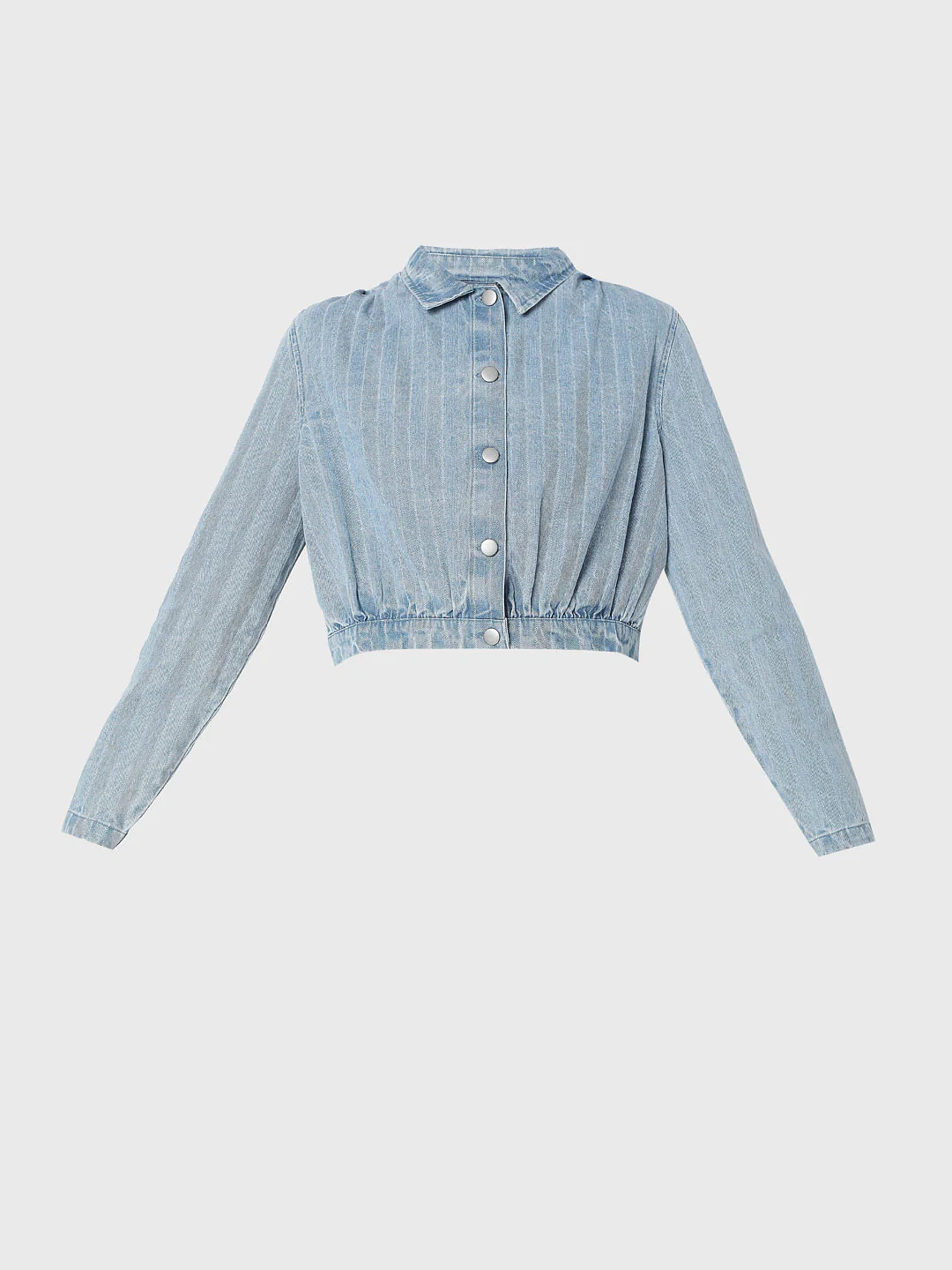 Blue Denim Cropped Jacket - Image 7