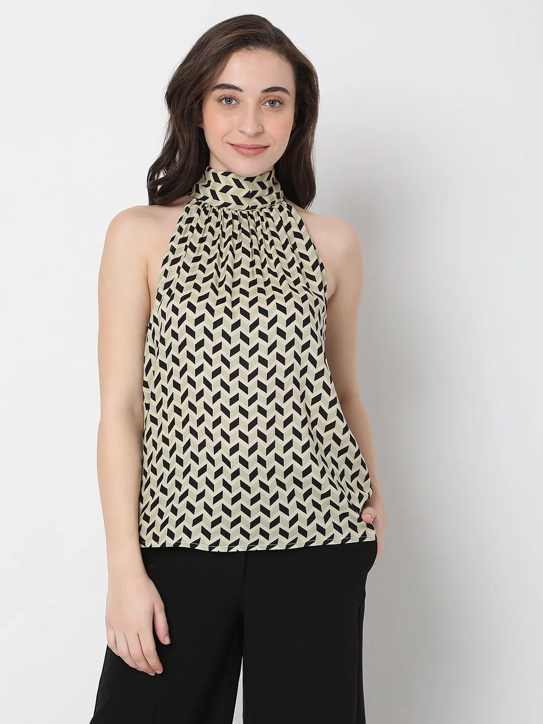 Beige Halter Neck Top - Image 2