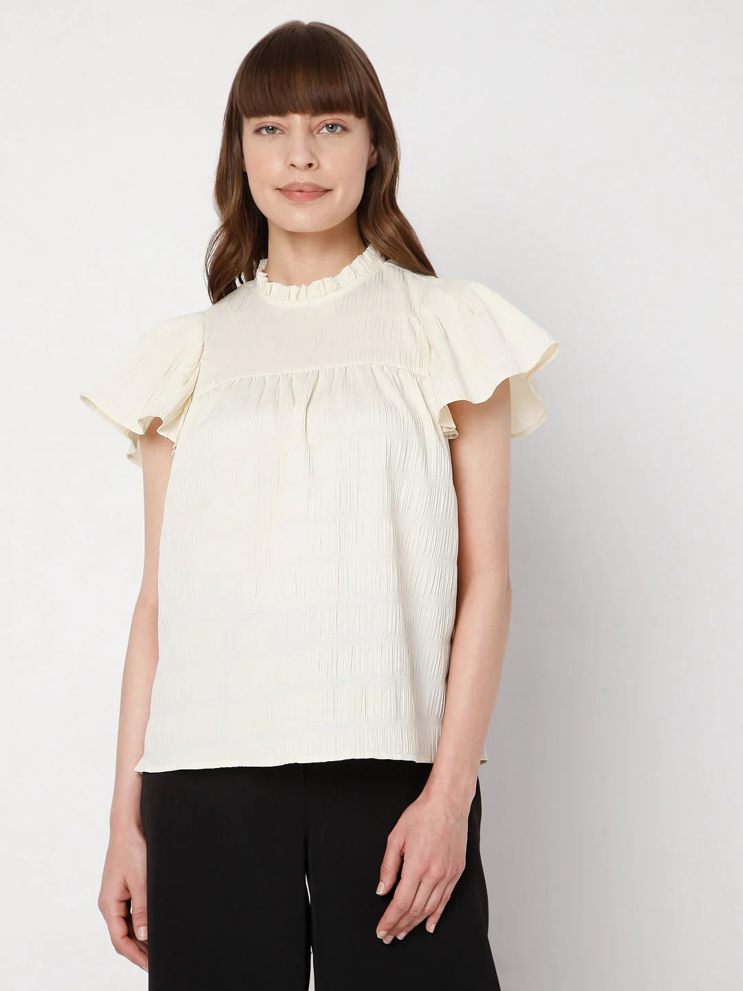 Beige Ruffle Sleeves Top - Image 2