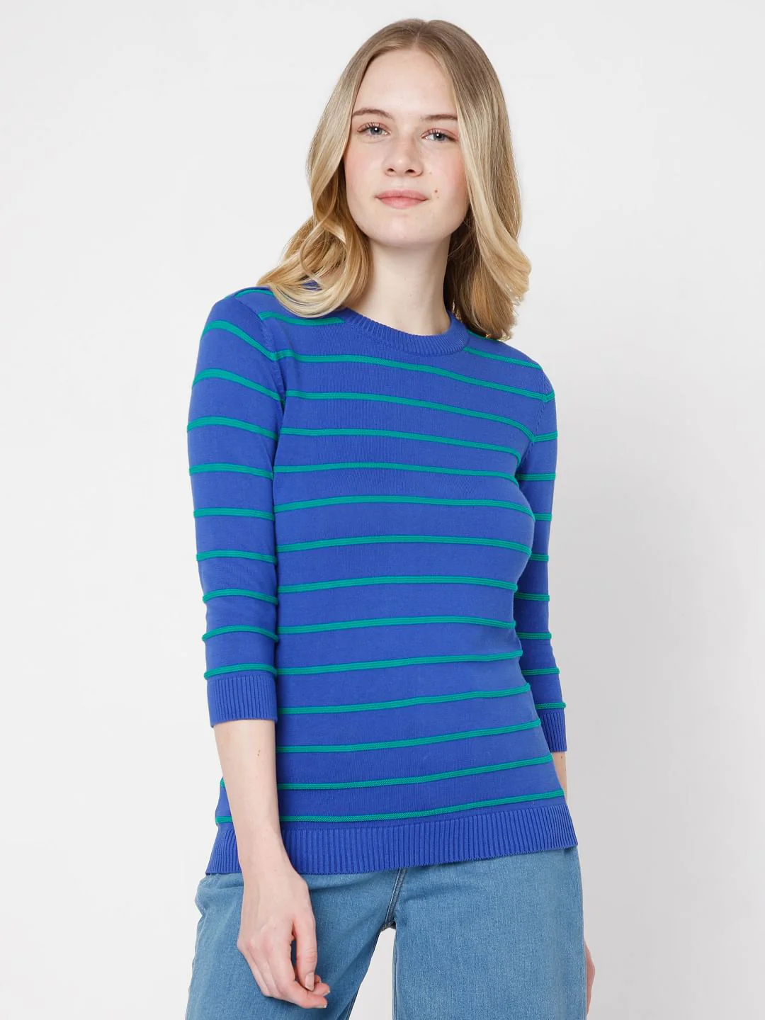 Blue Striped Knit Top - Image 2