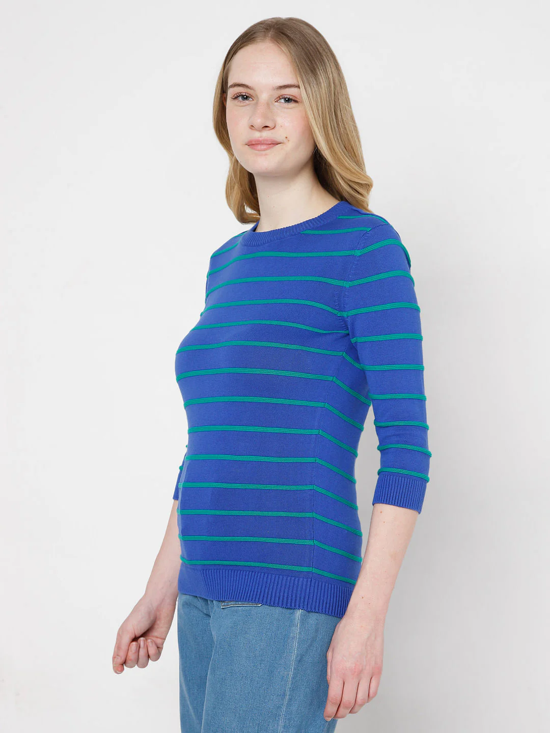 Blue Striped Knit Top - Image 3