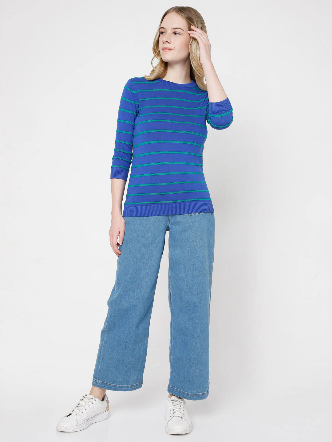 Blue Striped Knit Top - Image 5