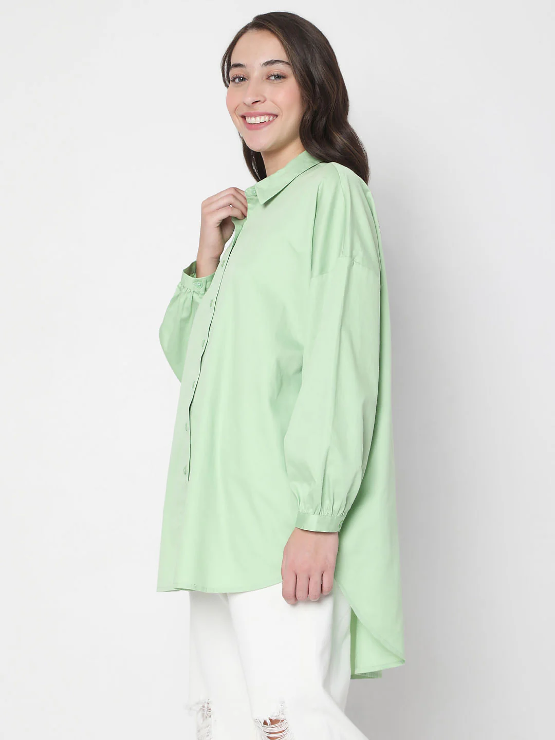 Green High Low Shirt - Image 3