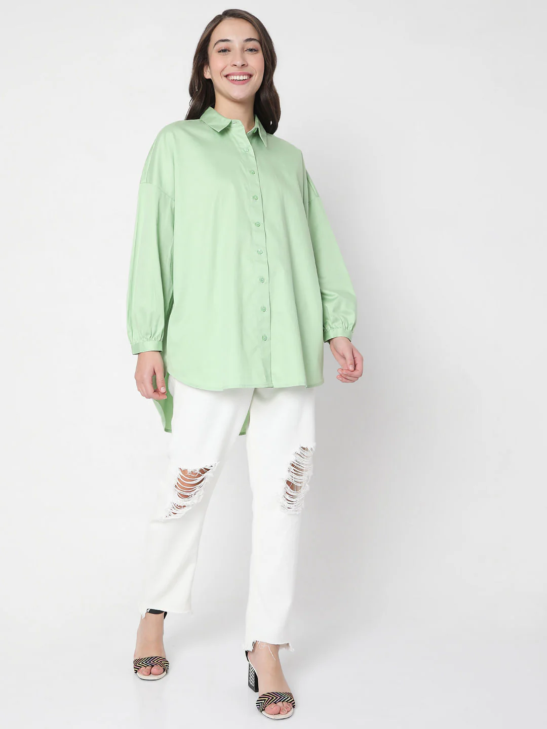 Green High Low Shirt - Image 5