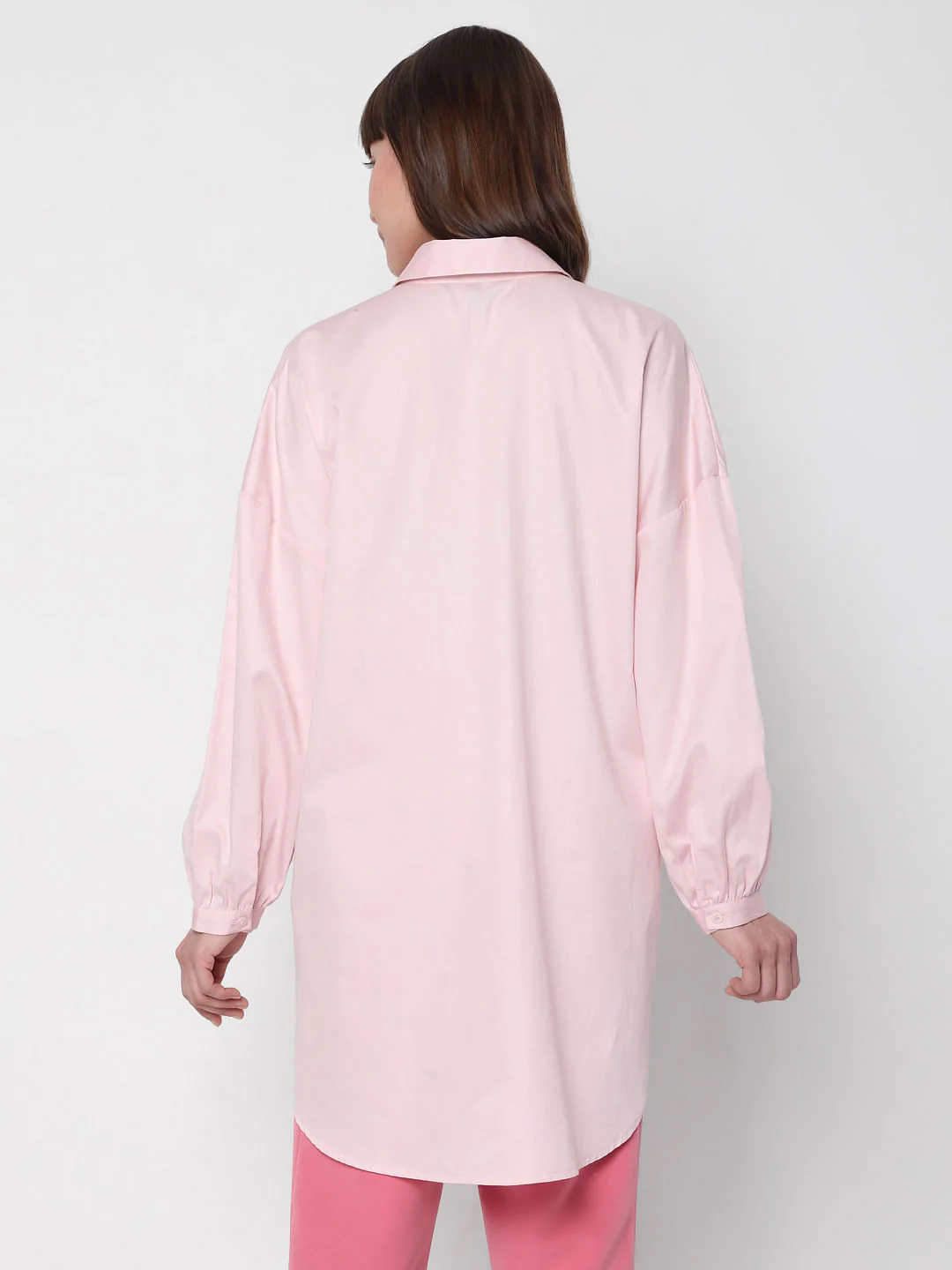 Pink Long Satin Shirt - Image 4