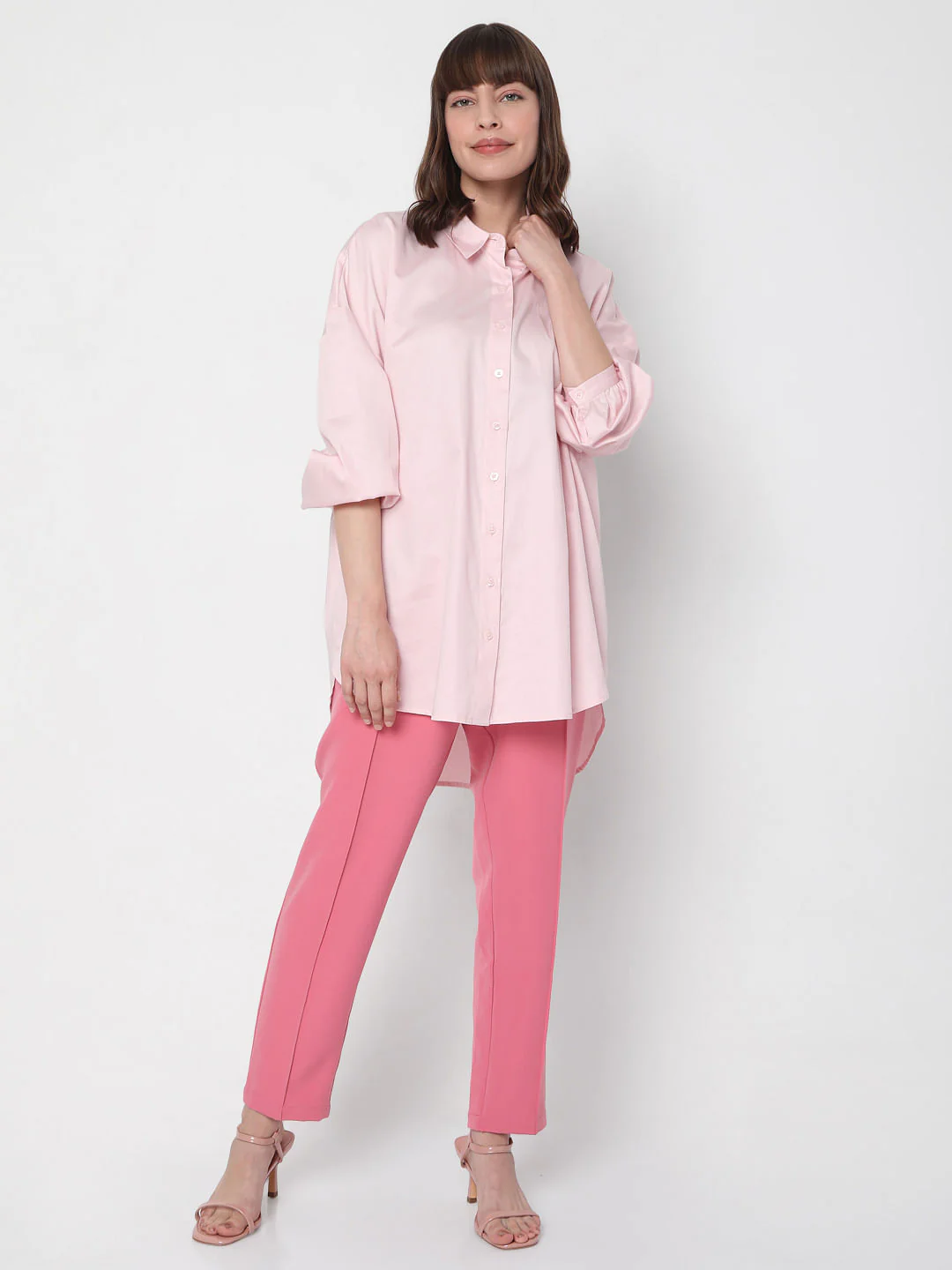 Pink Long Satin Shirt - Image 5