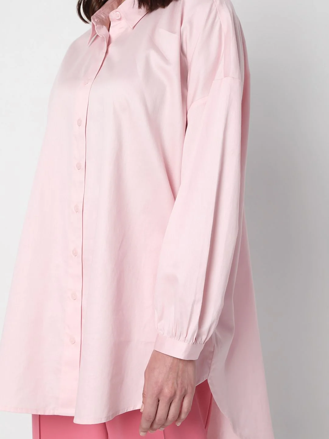 Pink Long Satin Shirt - Image 6