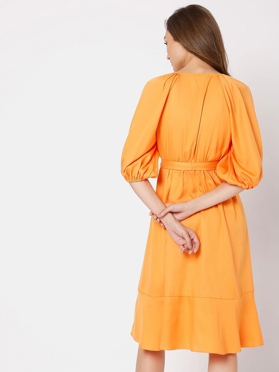 Orange Tiered Midi Dress - Image 4