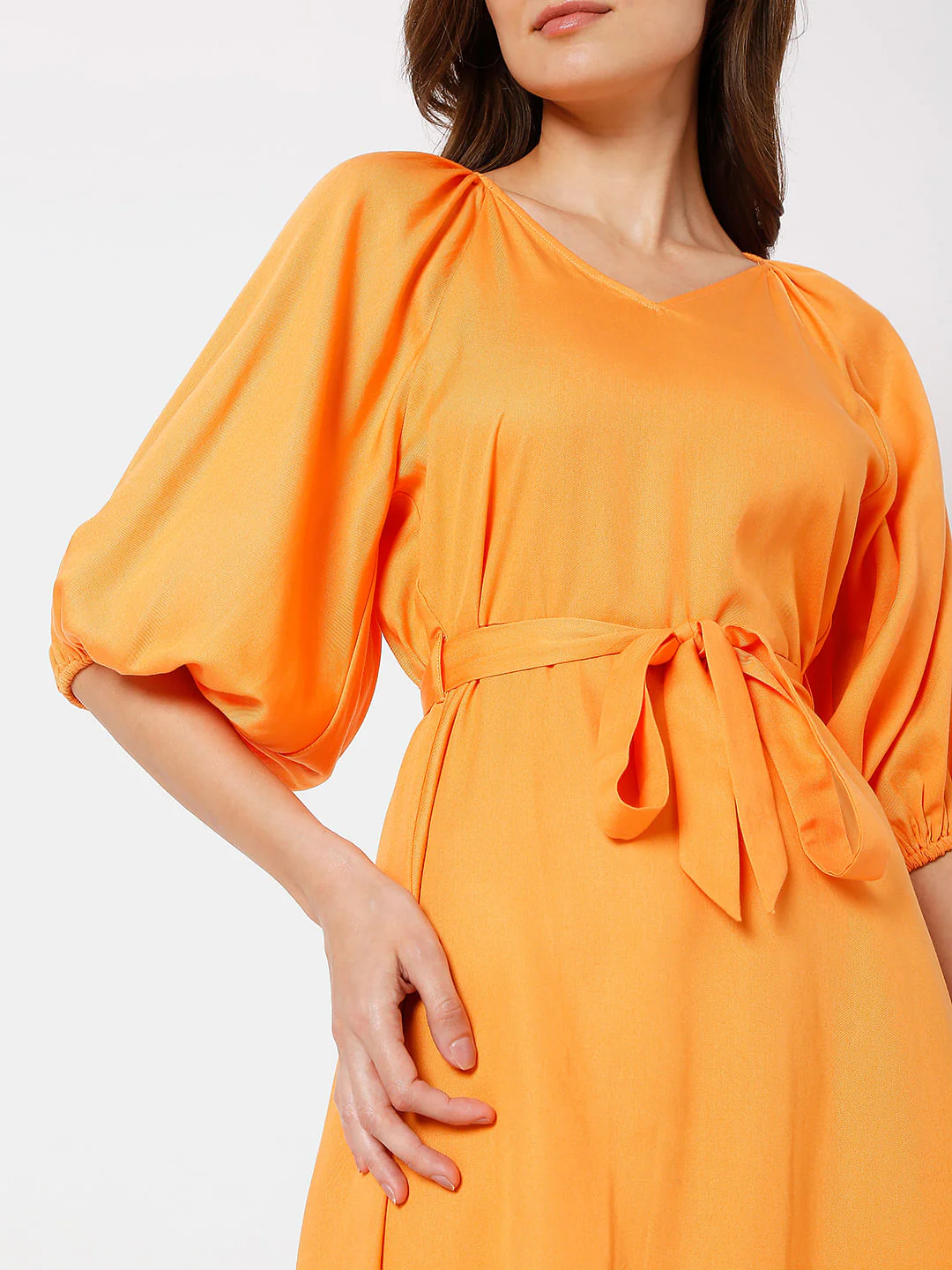 Orange Tiered Midi Dress - Image 6
