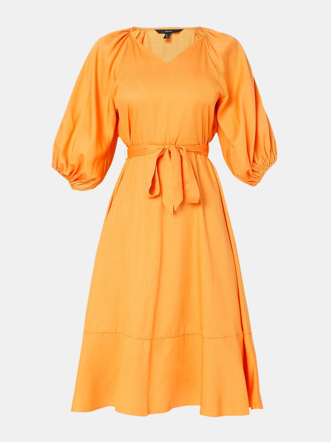 Orange Tiered Midi Dress - Image 7